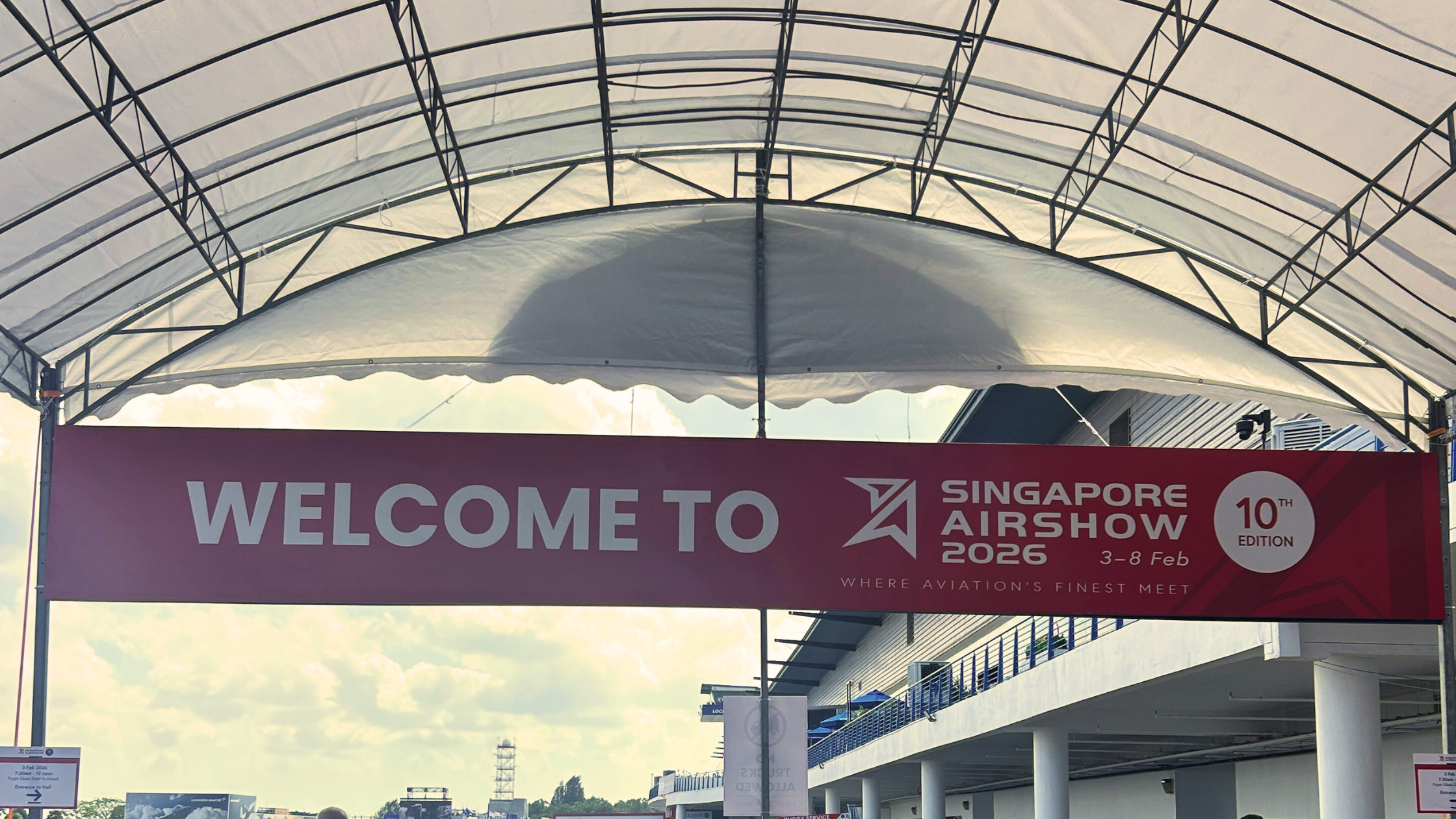 Welcome sign at Singapore Airshow 2026 event entrance