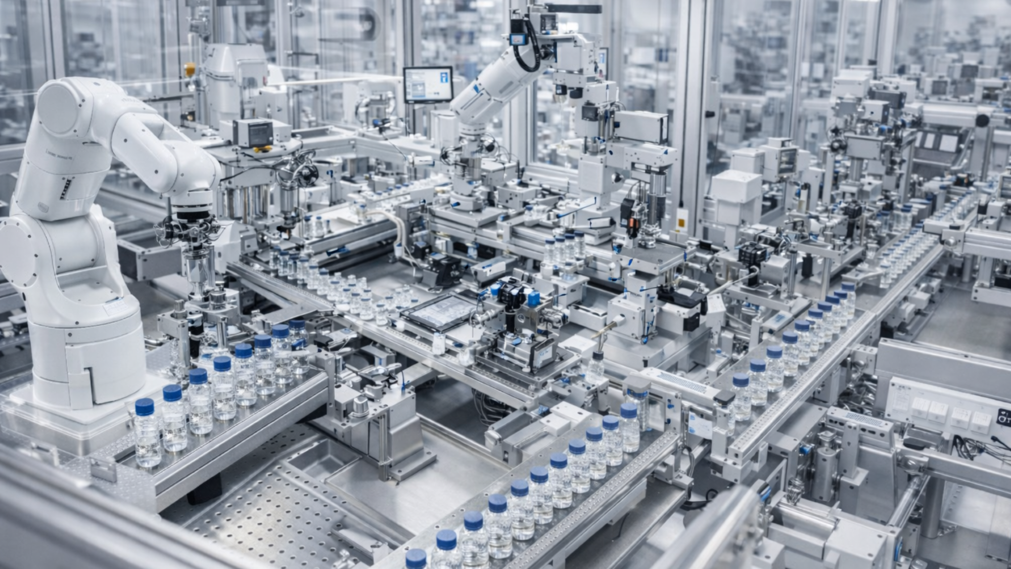 Cell and gene therapy automation system inside sterile isolator with robotic arm handling vials